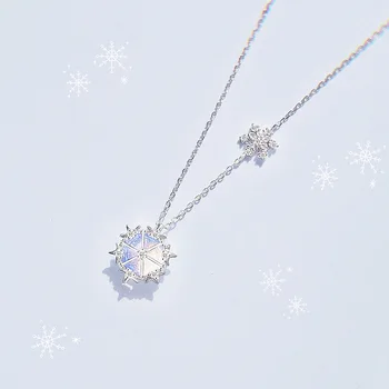 925 Sterling Silver Snowfake Kúzlo Choker Príveskom kórejský Náhrdelník Pre Ženy Vyhlásenie, Svadobné, Vianočné Šperky dz593