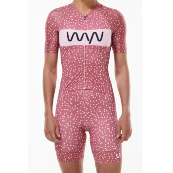 Wynrepubli Ženy Skinsuit Triatlon One-Piece Suit Krátky Rukáv Beží Cyklistické Oblečenie Jumpsuit Maillot Ciclismo Bicykli Jersey