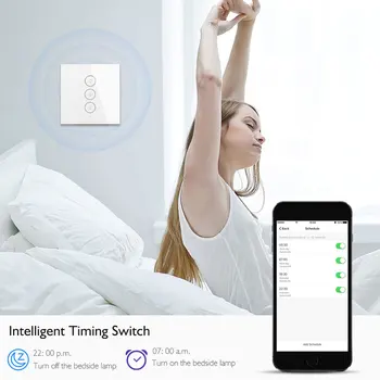EU/UK Smart Svetlo dotykový Spínač 1/2/3 Gang nástenný spínač, Dotknite sa/WiFi/Hlas/APP Smart Home ovládač Funguje s Alexa/domovská stránka Google