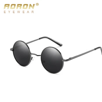 Módne značky, (6 Farieb) Retro Classic voľný Štýl Okrúhly Polarizačný Zliatiny Slnečné okuliare Mužskej móde Luxusné Kovové slnečné Okuliare