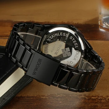 WWOOR Luxusné Značky 2020 Módne Mens Príležitostných Plnej Ocele, Quartz Hodinky Mužov Black Business Náramkové hodinky Vodotesné Relogio Masculino