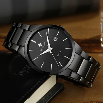 WWOOR Luxusné Značky 2020 Módne Mens Príležitostných Plnej Ocele, Quartz Hodinky Mužov Black Business Náramkové hodinky Vodotesné Relogio Masculino