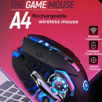 Tichý Wireless Mouse 1600 DPI Dobíjacia Myš Herné 2.4 G USB Ergonomická Bezdrôtová Herná Myš Pre Notebook
