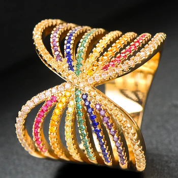 SISCATHY Monako Návrhár Luxusných Twist Linky Geometrie Kubických Zironium Zapojenie Dubaj Naija Svadobné Prst Prstene, Šperky Závislosť