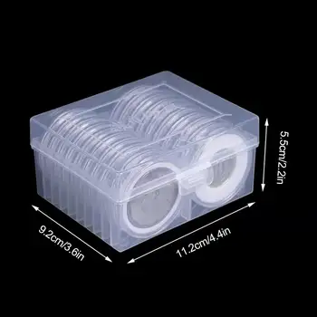 Obdĺžnikový Jasné, Plastové Úložný Box Zobraziť Zber Prípade Chránič Organizátor Pre 20pcs 46 mm Mince Držiak Kapsúl