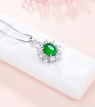 YANHUI Pôvodné 925 Silver Jewely Zirkón Kvet Prírodné Emerald Kúzlo Prívesok Náhrdelníky pre Ženy, Nový Módny Jemné Šperky Darček