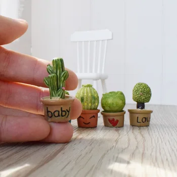 6pcs 1:6 Miniatúrne Rastliny Kaktus Bonsai Predstierať, že Hrať domček pre bábiky, Dekorácie Miniaturas Príslušenstvo Hračky