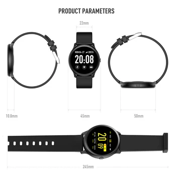 Pre IOS aj Android KW19 Smart Hodinky muži Ženy Srdcového tepu Správu Pripomienka Fitness Šport Tracker Smartwatch Vodotesný IP67