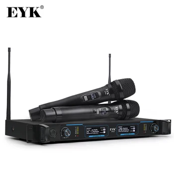 EYK EFU2 Profesionálne Digitálne UHF Bezdrôtový Mikrofón s 2 Kovové počítačov do ruky Dve Kanál Bezdrôtový Systém pre Karaoke Party Stage