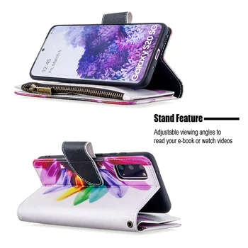 Flip Coque Pre Samsung Galaxy S21 S20 FE S10 S9 Plus E Poznámka 10 20 Ultra Luxusné Kožené puzdro na Zips Peňaženku Stáť Otvoru Kryt Telefónu