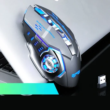 2.4 G Bezdrôtová Myš pre Hráčov 3200DPI 6 Tlačidlá LED Hernej Myši Stolný Počítač Dobíjacia Myš pre Notebook PC Hry
