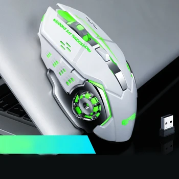 2.4 G Bezdrôtová Myš pre Hráčov 3200DPI 6 Tlačidlá LED Hernej Myši Stolný Počítač Dobíjacia Myš pre Notebook PC Hry