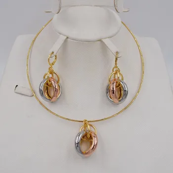 NOVÝ štýl a Vysokú Kvalitu Ltaly 750 Zlatá farba Šperky Set Pre Ženy, afriky korálky jewlery módny náhrdelník nastaviť náušnice šperky