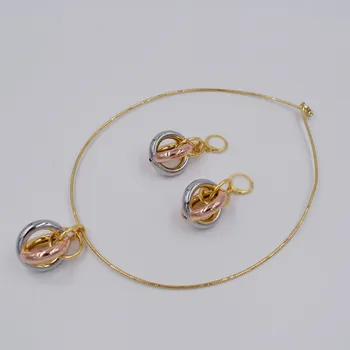 NOVÝ štýl a Vysokú Kvalitu Ltaly 750 Zlatá farba Šperky Set Pre Ženy, afriky korálky jewlery módny náhrdelník nastaviť náušnice šperky