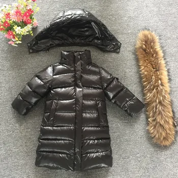 Detské Oblečenie Nadol bunda pre Chlapcov a dievčatá kožušiny golier, dlhé hrubé kabát 2-12 rokov