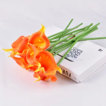 10Pcs PU Umelé Kvety Kala Lily Skutočný Dotyk Svadobné Kytice Kvalitné Falošné Kvetinové Svadobné Domov Stôl Dekorácie Jeseň