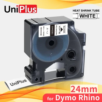 UniPlus 24 mm Páska Tlačiarne 1805443 Fit Dymo Rhino Zmršťovacej Trubky Označenie Páska Čierna na Bielej Priemyselné Nálepka pre Rhino 5200