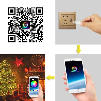 LED Smart String Svetlá Bluetooth Vianočný Strom Dekorácie Svetlá Rodinnú Dovolenku Dekorácie Svetlá S Aplikáciu Diaľkové Ovládanie
