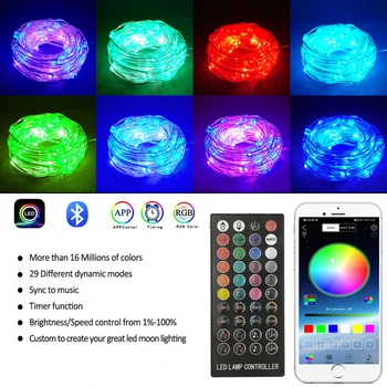 LED Smart String Svetlá Bluetooth Vianočný Strom Dekorácie Svetlá Rodinnú Dovolenku Dekorácie Svetlá S Aplikáciu Diaľkové Ovládanie