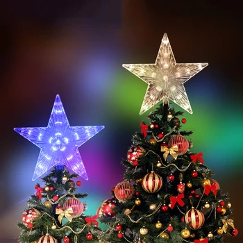 Vianočné Svetlo LED Nočné Svetlo Meteor Päť-špicaté Hviezdy Lampa Tree Top Dekorácie EÚ Plug 220V Pre Vianočné Atmosféru Osvetlenia JQ