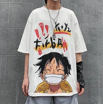 Harajuku Graphic T Shirt pre Mužov, Ženy Streetwear Anime Jeden Kus Luff Letné Tričko Krátky Rukáv Ulzzang Hip Hop Tee Topy