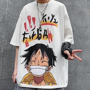 Harajuku Graphic T Shirt pre Mužov, Ženy Streetwear Anime Jeden Kus Luff Letné Tričko Krátky Rukáv Ulzzang Hip Hop Tee Topy