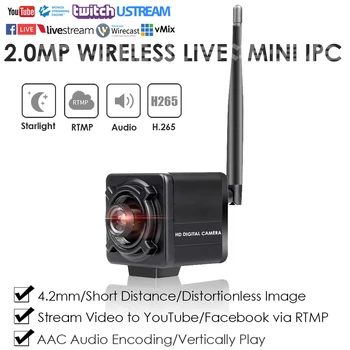4K 8.0 MP Bezdrôtový WiFi Nezaujaté Mini Cube Live Streaming IP Kamera Streamovanie Živého Videa na YouTube/Facebook tým, RTMP WAudio