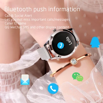 Ženy, Fitness Náramok Srdcovej frekvencie Krokomer Bluetooth Smart Hodinky Vodotesné IP68 Hovor Pripomienka Spánku Monitor Smartband pre IOS