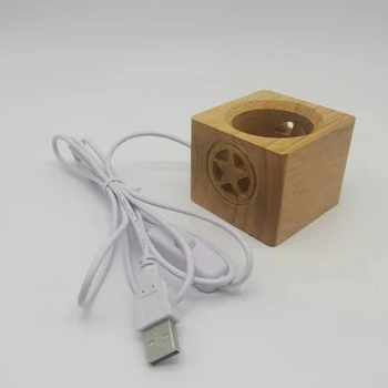 Drevené Led lampa base USB prepínač Moderné Nočné Svetlo 3D Star Duté Z Led nočné lampy Zmontované Base