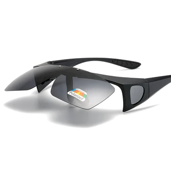 LongKeeper Flip Up Sunglasse Muži Ženy Polarizované Rybolovu, Jazdy Okuliare Black PC rám UV400 Objektív Nosenie Cez Slnečné Okuliare Oculos