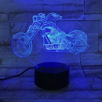 7 Farby Meniace motorku Nočné Svetlo 3D LED Žiarovky Veľké Kolieska Závodné Motocykle Dizajn