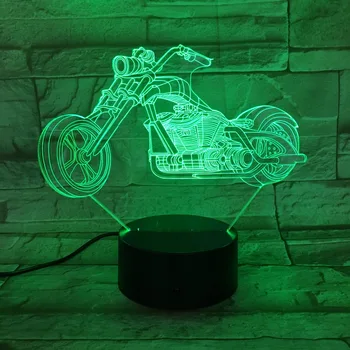 7 Farby Meniace motorku Nočné Svetlo 3D LED Žiarovky Veľké Kolieska Závodné Motocykle Dizajn