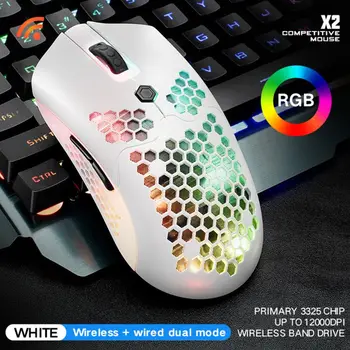 X2 12000DPI Duálny Režim Hernej Myši 7 Tlačidiel Duté Out RGB Svetlo Wireless Mouse