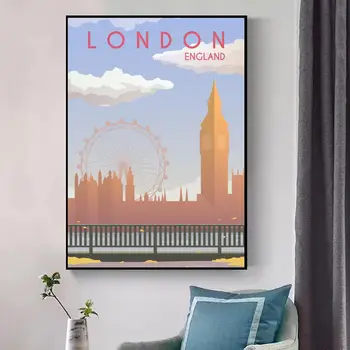 Londýn Anglicko Cestovné Plátno Art Print Stene Plagát Obývacia Izba Dekorácie Č Rám