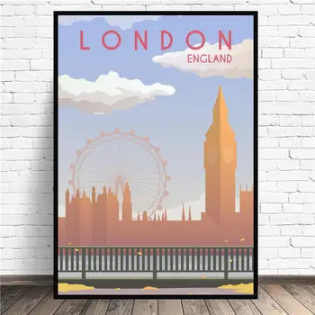 Londýn Anglicko Cestovné Plátno Art Print Stene Plagát Obývacia Izba Dekorácie Č Rám