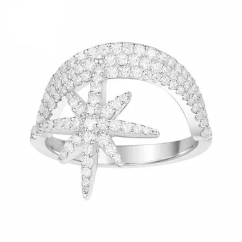 SLJELY Luxusné Značky 925 Sterling Silver Star Mesiac Prst Prsteň Micro Cubic Zirconia Kamene Pokutu Vianočné Ženy Šperky