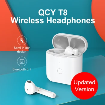 QCY T8 bezdrôtové slúchadlá využívajúce technológiu Bluetooth , V5.1 semi-in-ear športové slúchadlá s Typ-c rozhranie