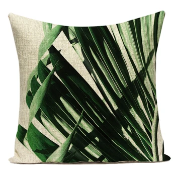 Tropické Zelené Listy Zelené Rastliny Bavlnená posteľná Bielizeň Gauč Domov Vankúš obliečka na Vankúš na Gauč Domov Obývacia Izba Almofadas