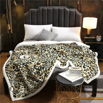 2020 zimné nový produkt flanelové hodiť deka dvojvrstvové baránok leopard tlač hrubé Sherpa prikrývky na postele teplé gauč kryt