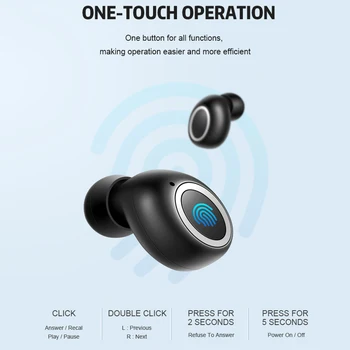 TWS Bluetooth Headset 3D TWS V5.0 Stereofónny Bluetooth Headset Puzdro, Nízke Slúchadlá Nabíjania