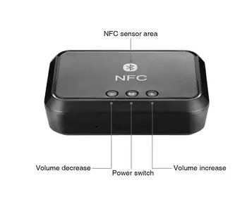 NFC Bezdrôtové Bluetooth Stereo 5.0 Audio Prijímač Prenosný Adaptér s podporou NFC 3,5 mm/ RCA výstup Zvuk Hudby Auto Reproduktor