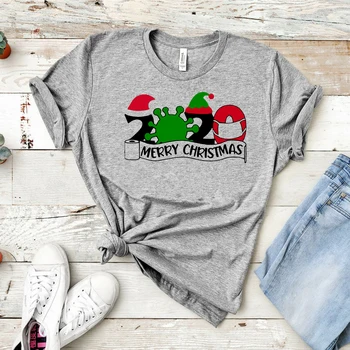 Vtipné Vianočné Tričko Karantény Vianočné T-shirt Sociálne Dištancovanie sa Tees Zodpovedajúce Vianoce Košele Prázdninový Darček