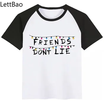 Letné Krátke Rukáv Dieťa T-shirt Chlapcov Dievčatá Zvláštnejšie Veci, Priatelia, Nie je Lož Cartoon Tričko Deti Zábavné detské Oblečenie