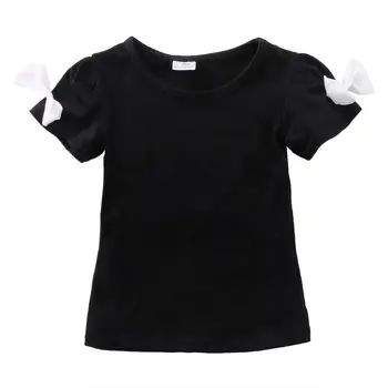 Baby Dievčatá Krátky Rukáv Oblečenie Sady Topy, tričká Pevné Kvet Loptu Mini Sukne Oblečenie Sady 1-6Y 2 ks