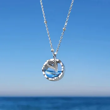 KOFSAC Nové 925 Sterling Silver Náhrdelník Dievča, Šperky, Módne Modrý Zirkón More morská víla Chvost Prívesok Náhrdelníky Ženy Príslušenstvo