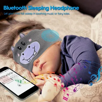 Pohodlný Hlavový Most Pre Umývanie Roztomilé Zvieracie Vzory Pre Bluetooth Headset Zvierat Hlavový Most Spánku Očná Maska-Om Hippo Klobúk
