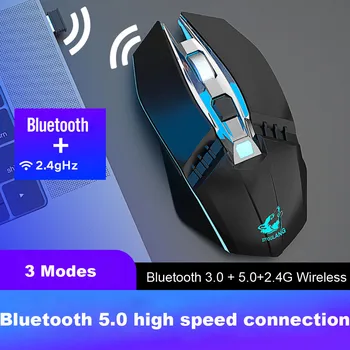 X5 Bluetooth 5.0+3.0+2.4 G Bezdrôtový Tri Režim Stlmenia Dobíjacia Herná Myš Počítač Tabuľka Ergonomické Tiché Pre PC, Notebook