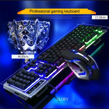 Klávesnice A Myši anglický RGB LED Svetlo, Svetelné Podsvietená Herná Klávesnica Mechanické Podobné Ergonomický tvar, PC Gamer