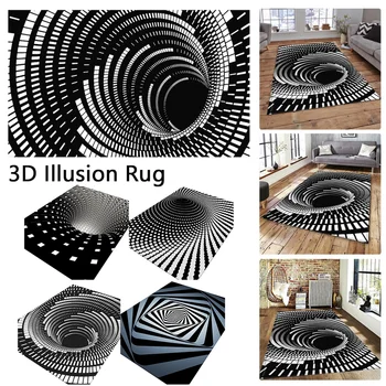 3D Stereo Moderné Vizuálne Whirlpool Ilúzie Geometrické Koberec Obývacej Izbe, Konferenčný Stolík Mat protišmyková Podlaha Koberec
