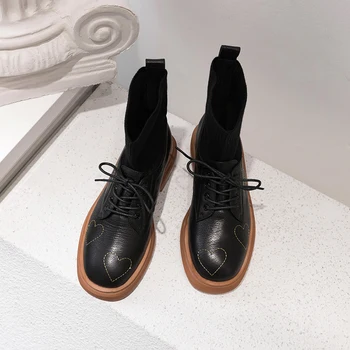 Asumer 2020 Nové kvalitné originálne kožené topánky, dámske topánky šnurovacie ponožky, topánky móda jeseň zimná členková obuv
